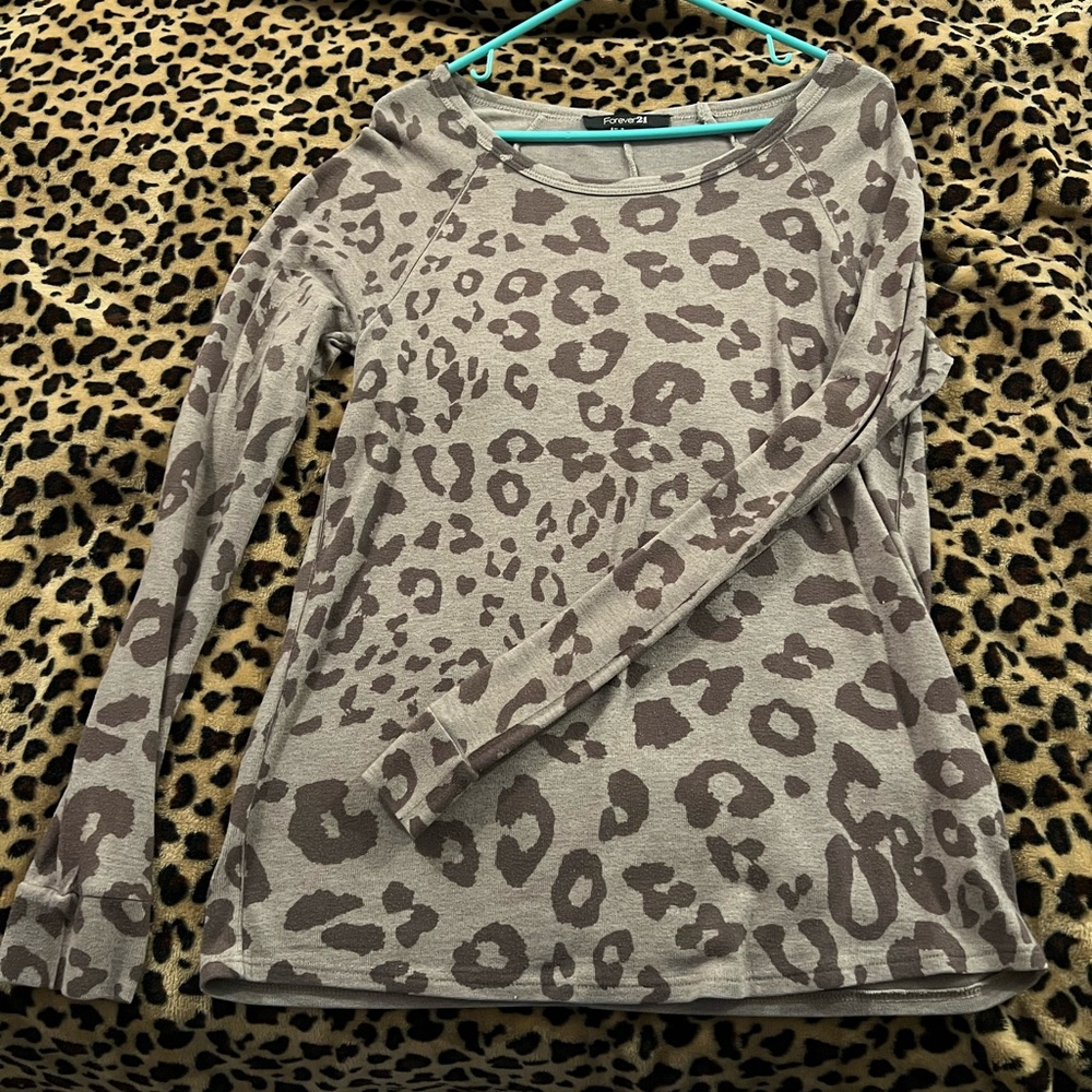 Leopard Print Long Sleeve Forever 21 Top